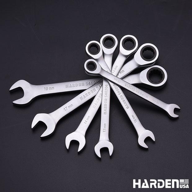 Jogo de Chaves Combinadas 7 Peças HARDEN em Aço Cromo Vanádio com Catraca de 72 Dentes