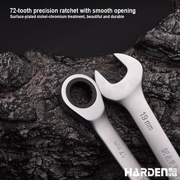 Jogo de Chaves Combinadas 7 Peças HARDEN em Aço Cromo Vanádio com Catraca de 72 Dentes