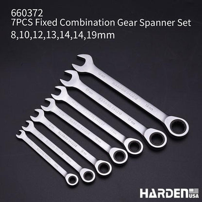 Jogo de Chaves Combinadas 7 Peças HARDEN em Aço Cromo Vanádio com Catraca de 72 Dentes