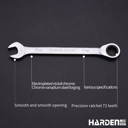 Jogo de Chaves Combinadas 7 Peças HARDEN em Aço Cromo Vanádio com Catraca de 72 Dentes