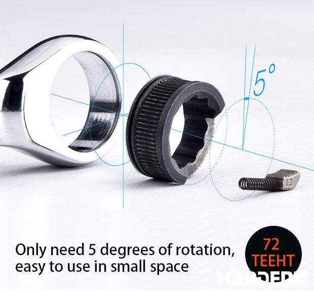 Jogo de Chaves Combinadas 7 Peças HARDEN em Aço Cromo Vanádio com Catraca de 72 Dentes