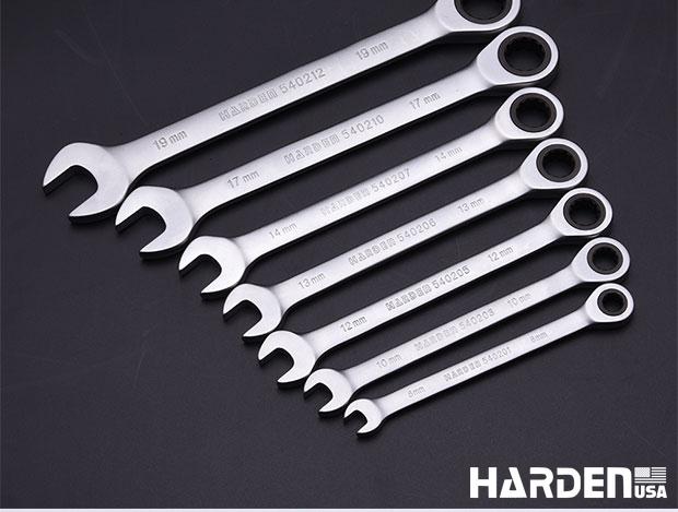 Jogo de Chaves Combinadas 7 Peças HARDEN em Aço Cromo Vanádio com Catraca de 72 Dentes