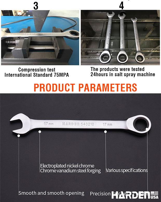 Jogo de Chaves Combinadas 7 Peças HARDEN em Aço Cromo Vanádio com Catraca de 72 Dentes
