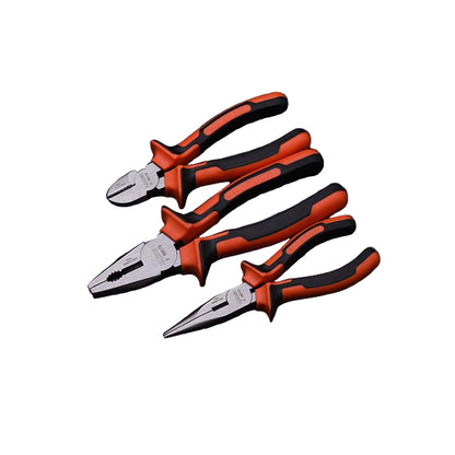 Jogo de Alicates HARDEN 3 Peças em Aço Carbono – Bico Longo 160 mm (6”), Corte Diagonal 160 mm (6”) e Universal 200 mm (8”)