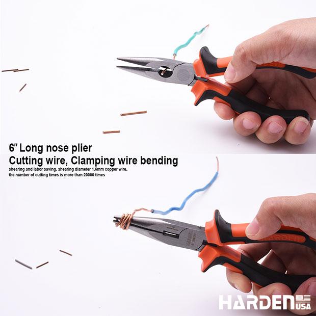 Jogo de Alicates HARDEN 3 Peças em Aço Carbono – Bico Longo 160 mm (6”), Corte Diagonal 160 mm (6”) e Universal 200 mm (8”)