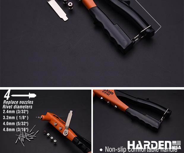 Alicate Rebitador Manual 240 mm (9.1/2") HARDEN em Aço para Rebites 2,4 a 4,8 mm