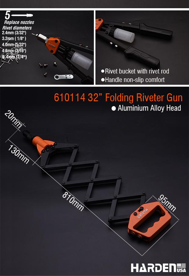 Alicate Rebitador Manual 240 mm (9.1/2") HARDEN em Aço para Rebites 2,4 a 4,8 mm