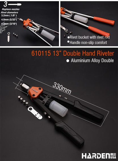 Alicate Rebitador Manual 240 mm (9.1/2") HARDEN em Aço para Rebites 2,4 a 4,8 mm