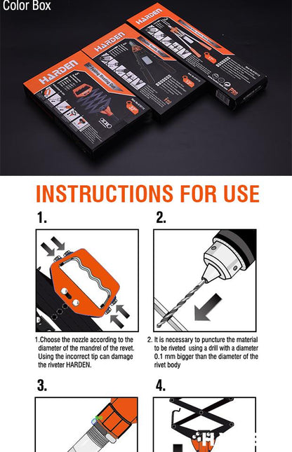 Alicate Rebitador Manual 240 mm (9.1/2") HARDEN em Aço para Rebites 2,4 a 4,8 mm