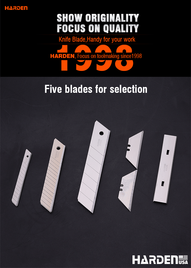 Lâminas de Estilete 9×80 mm HARDEN – Kit com 10 Unidades em Aço SK5