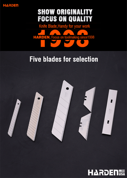 Lâminas de Estilete 9×80 mm HARDEN – Kit com 10 Unidades em Aço SK5