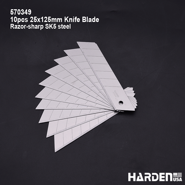 Lâminas de Corte 25x125mm HARDEN – Aço SK5 com 7 Segmentos (Jogo com 10 Peças)