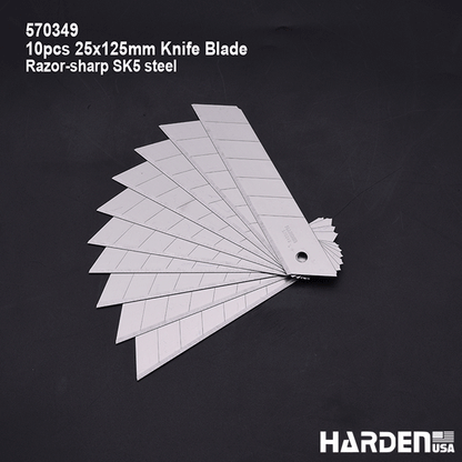 Lâminas de Corte 25x125mm HARDEN – Aço SK5 com 7 Segmentos (Jogo com 10 Peças)