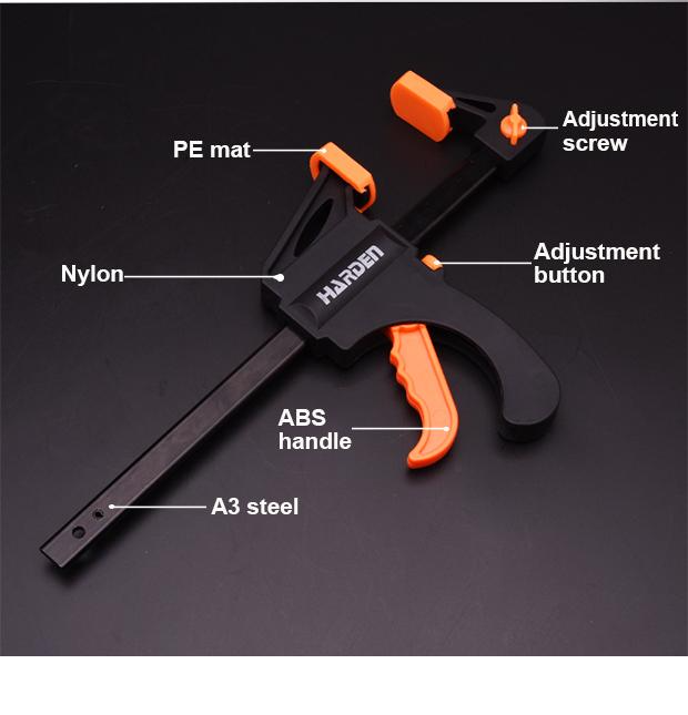Grampo de Pressão Rápida HARDEN - Modelos de 100mm a 600mm para Marcenaria e Construção
