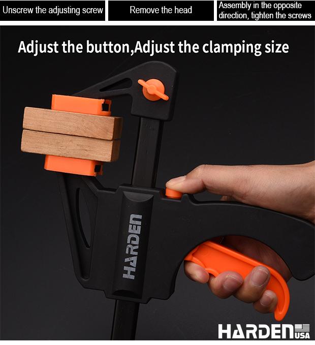 Grampo de Pressão Rápida HARDEN - Modelos de 100mm a 600mm para Marcenaria e Construção