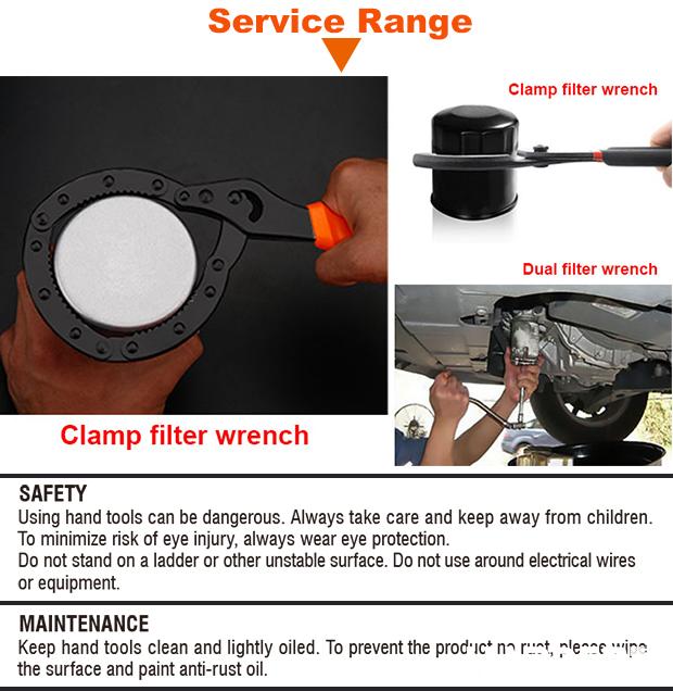 HARDEN Chave para Filtro de Óleo 300 mm em Aço Forjado Ajustável (63,5 mm a 116 mm)