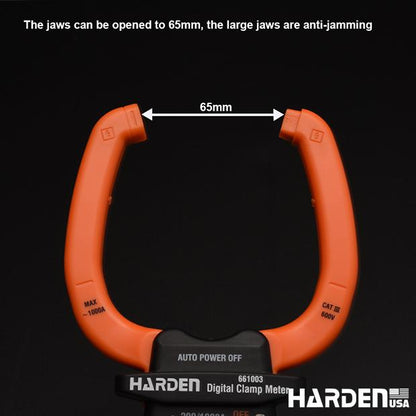 Multímetro Digital de Garra Harden com Display LCD Retroiluminado e Funções de Tensão, Corrente e Resistência
