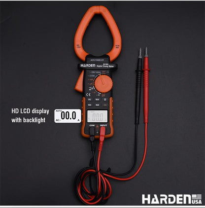 Multímetro Digital de Garra Harden com Display LCD Retroiluminado e Funções de Tensão, Corrente e Resistência