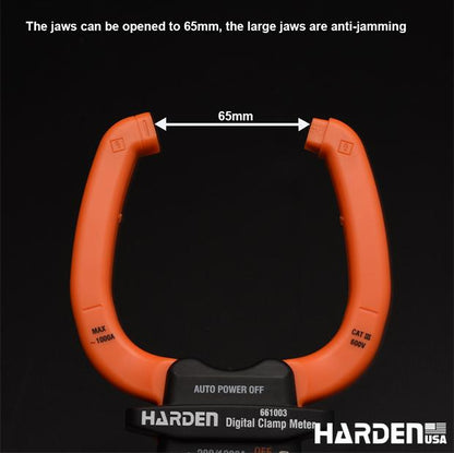 Multímetro Digital de Garra Harden com Display LCD Retroiluminado e Funções de Tensão, Corrente e Resistência