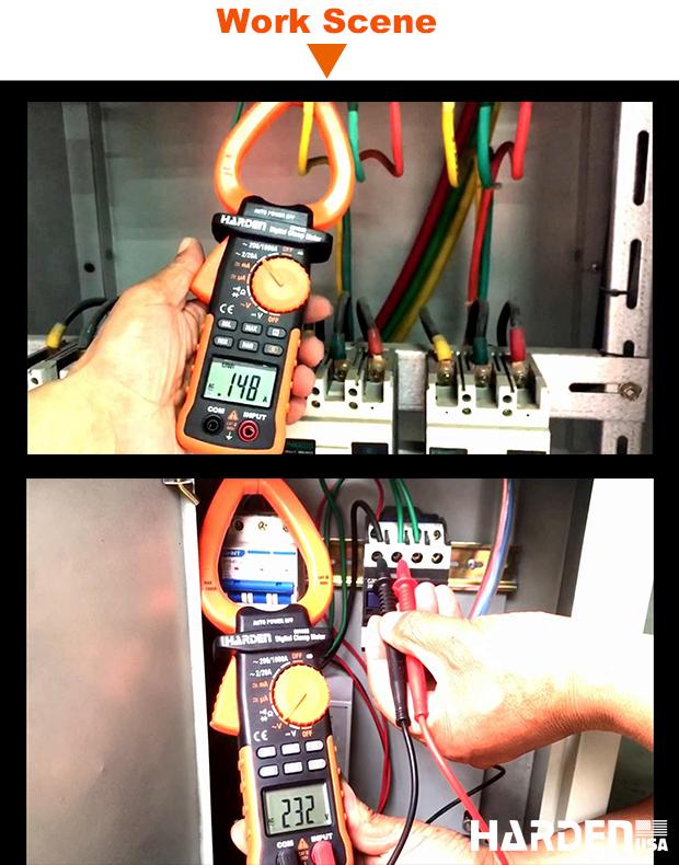 Multímetro Digital de Garra Harden com Display LCD Retroiluminado e Funções de Tensão, Corrente e Resistência