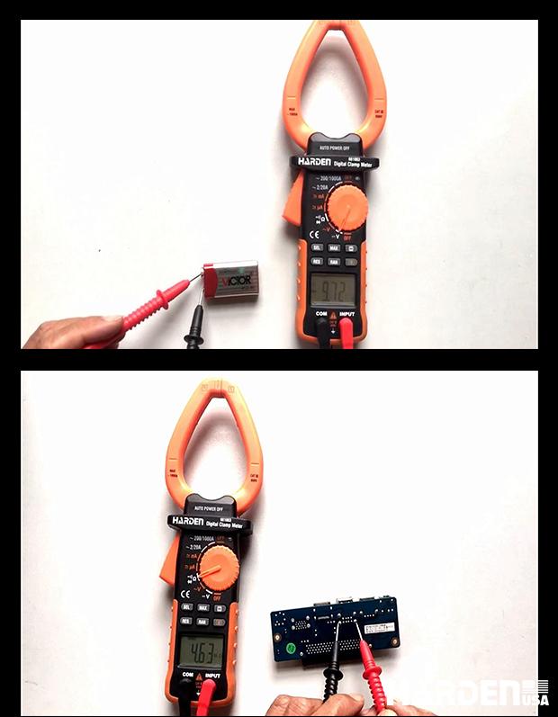 Multímetro Digital de Garra Harden com Display LCD Retroiluminado e Funções de Tensão, Corrente e Resistência