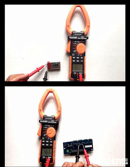 Multímetro Digital de Garra Harden com Display LCD Retroiluminado e Funções de Tensão, Corrente e Resistência