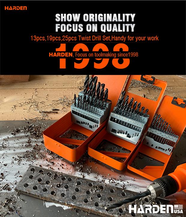 Jogo de Brocas HARDEN 25 Peças em Aço Rápido (HSS) para Metal, Madeira e Plástico
