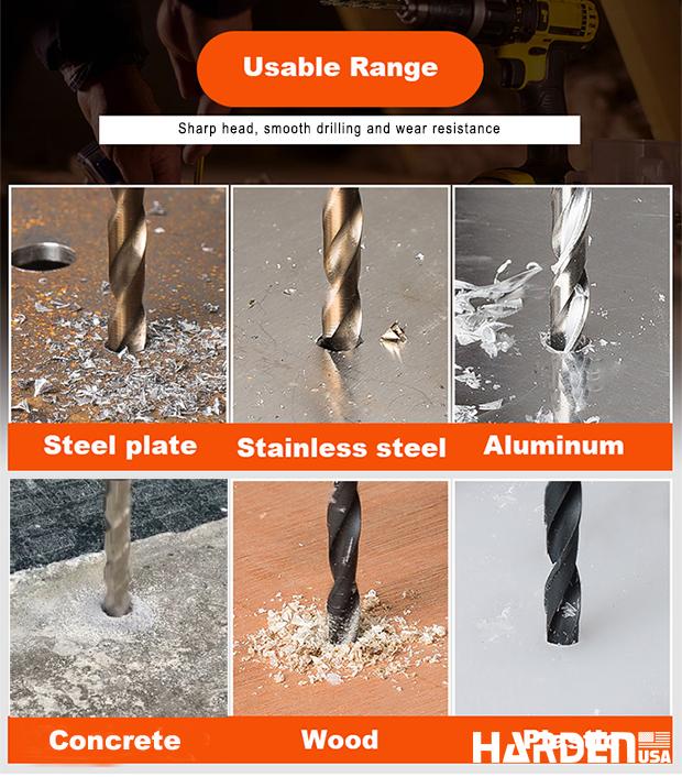 Jogo de Brocas HARDEN 16 Peças – HSS, Madeira e Concreto com Estojo Organizador