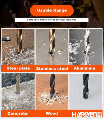 Jogo de Brocas HARDEN 16 Peças – HSS, Madeira e Concreto com Estojo Organizador