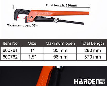 Chave para Tubo Tipo Sueca HARDEN 1" e 1.1/2" em Aço Cr-V (Cromo Vanádio)