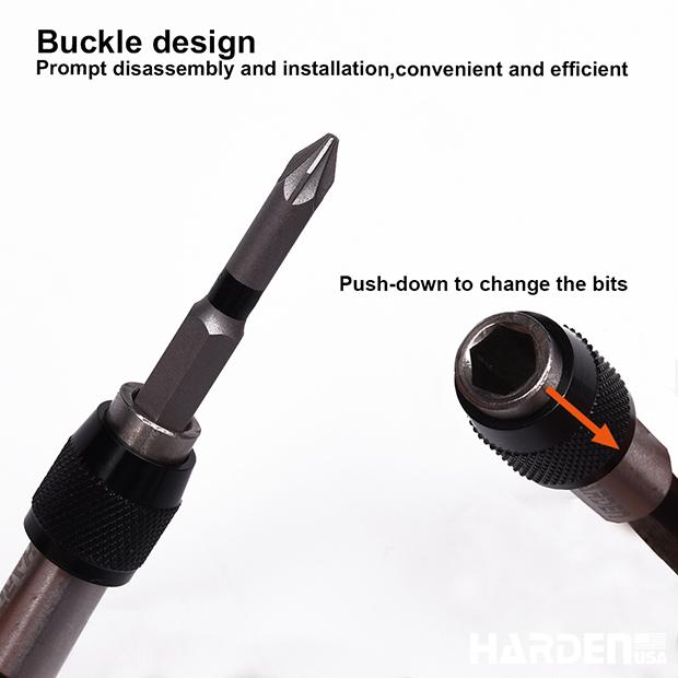Porta-Bits 1/4" HARDEN com Engate Rápido (QR – Quick Release) – 60 mm em Aço CR-V