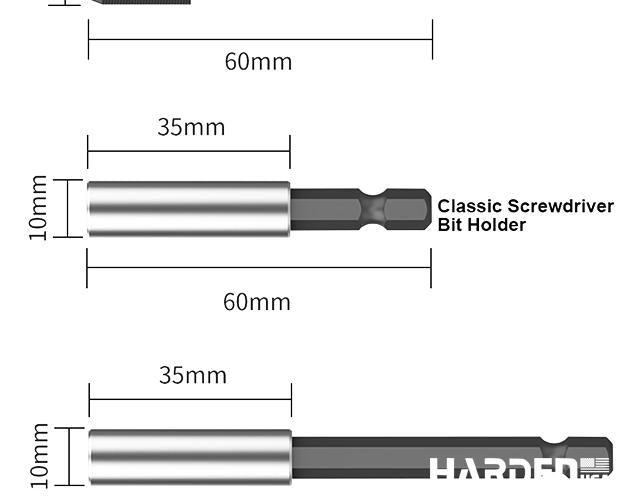 Porta-Bits 1/4" HARDEN com Engate Rápido (QR – Quick Release) – 60 mm em Aço CR-V