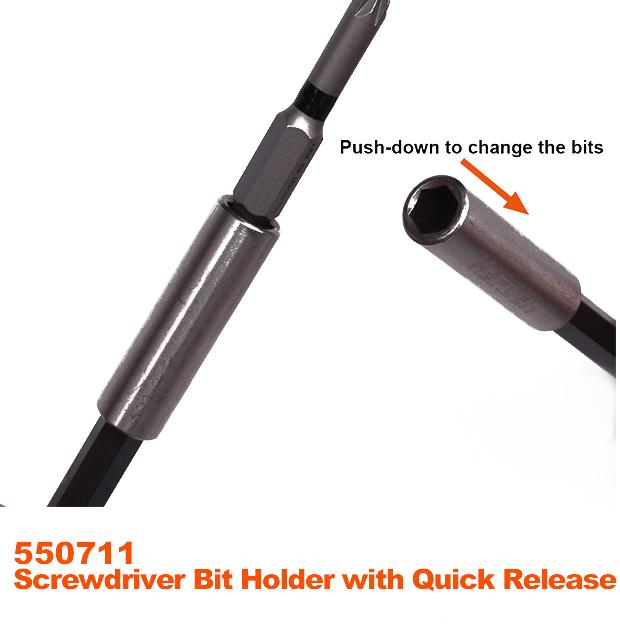 Porta-Bits 1/4" HARDEN com Engate Rápido (QR – Quick Release) – 60 mm em Aço CR-V