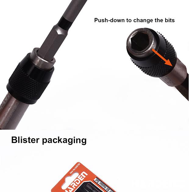 Porta-Bits 1/4" HARDEN com Engate Rápido (QR – Quick Release) – 60 mm em Aço CR-V