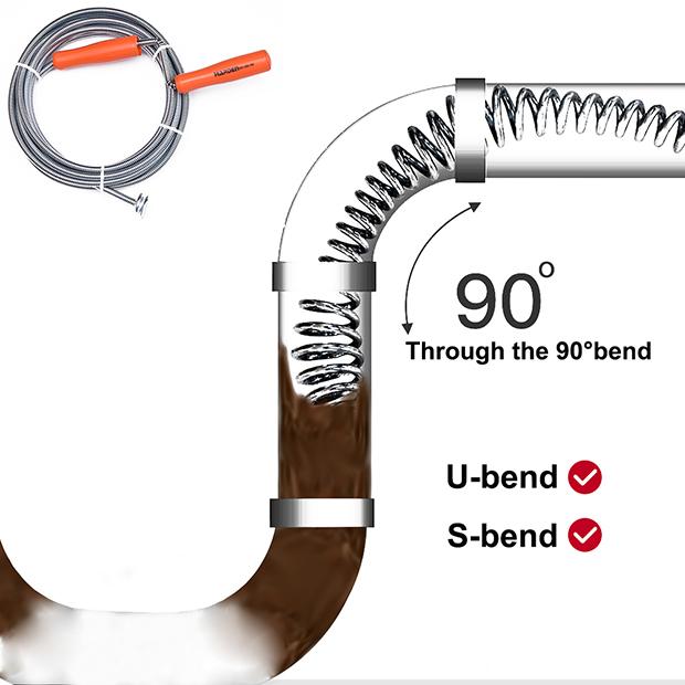 Desentupidor Manual de Esgoto HARDEN 3–10 Metros (6–9mm) em Aço Mola Flexível com Manivela