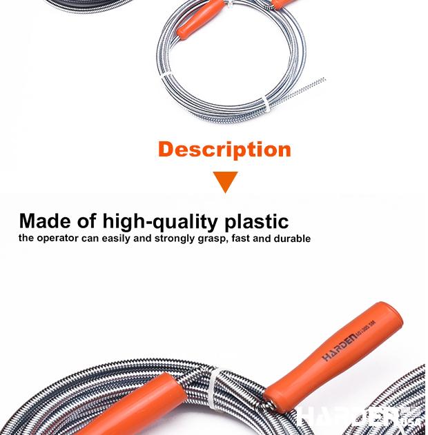Desentupidor Manual de Esgoto HARDEN 3–10 Metros (6–9mm) em Aço Mola Flexível com Manivela