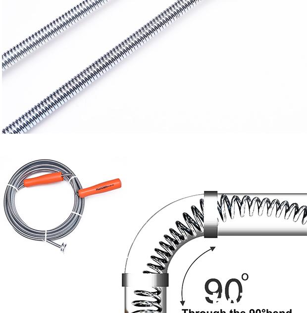 Desentupidor Manual de Esgoto HARDEN 3–10 Metros (6–9mm) em Aço Mola Flexível com Manivela