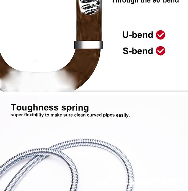 Desentupidor Manual de Esgoto HARDEN 3–10 Metros (6–9mm) em Aço Mola Flexível com Manivela