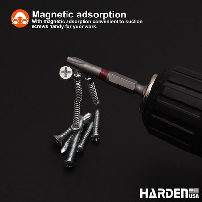 Jogo de Bits HARDEN 1/4” (6,35 mm) em Aço S2 com Suporte de Engate Rápido – 33 Peças