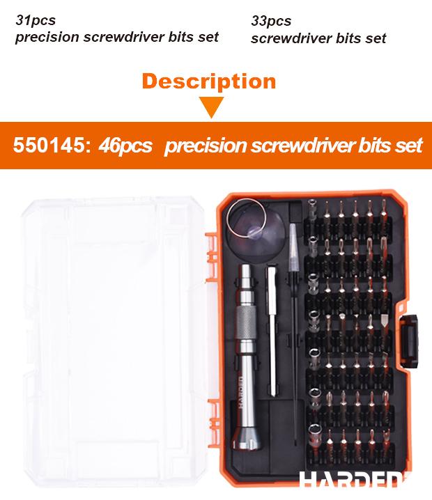 Jogo de Bits HARDEN 1/4” (6,35 mm) em Aço S2 com Suporte de Engate Rápido – 33 Peças