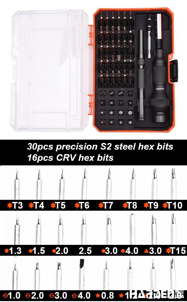 Jogo de Bits HARDEN 1/4” (6,35 mm) em Aço S2 com Suporte de Engate Rápido – 33 Peças