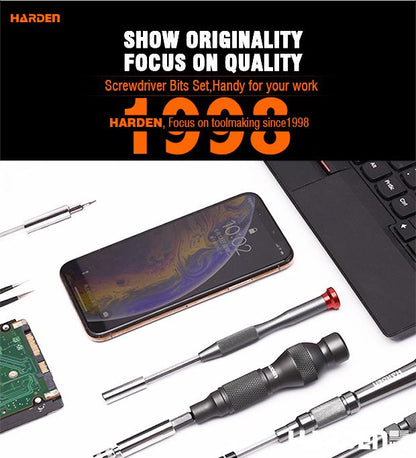 Jogo de Bits HARDEN em Aço Cromo Vanádio (CR-V) para Parafusadeira – 46 Peças de Precisão