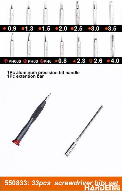 Jogo de Bits HARDEN em Aço Cromo Vanádio (CR-V) para Parafusadeira – 46 Peças de Precisão