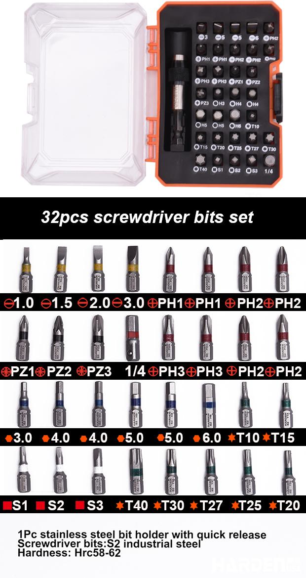 Jogo de Bits HARDEN em Aço Cromo Vanádio (CR-V) para Parafusadeira – 46 Peças de Precisão