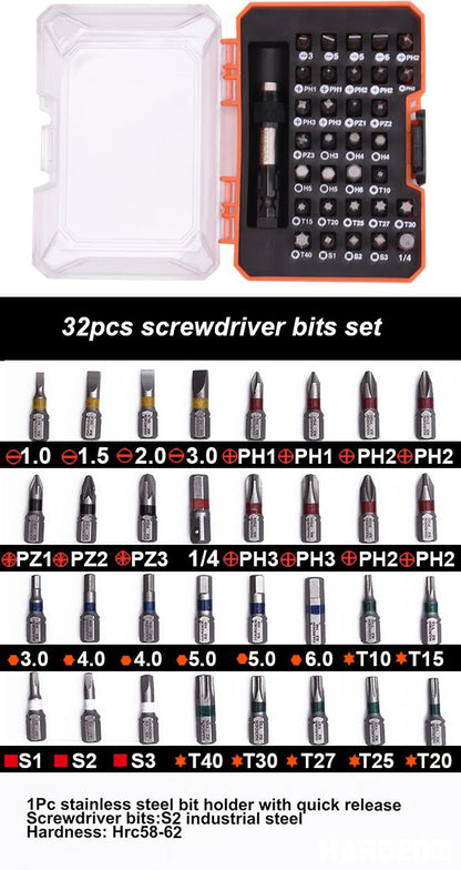 Jogo de Bits HARDEN em Aço Cromo Vanádio (CR-V) para Parafusadeira – 46 Peças de Precisão