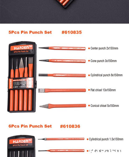 Jogo de Punções Harden em Aço Cromo-Vanádio