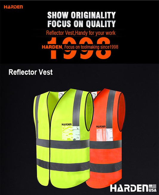 Colete Refletivo de Segurança HARDEN – Alta Visibilidade, Poliéster 120g, Fita Refletiva 5 cm, com Bolso para Crachá (Certificação EN471)