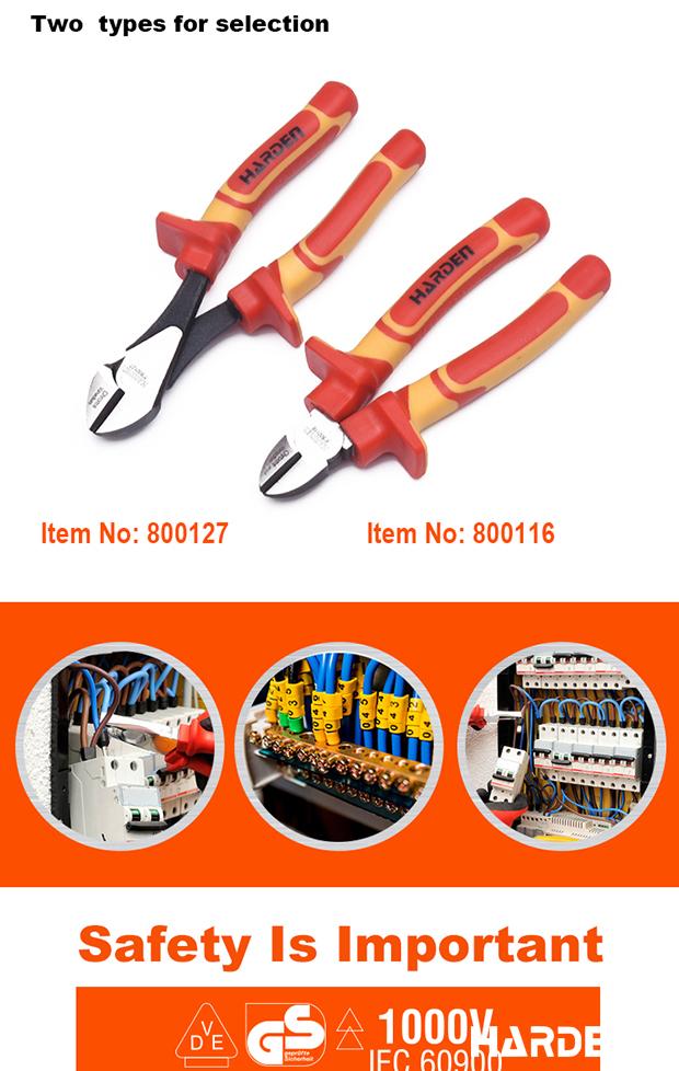 Alicate Bico Longo Isolado Harden – Aço CRV, Certificação VDE/GS e Cabo Ergonômico