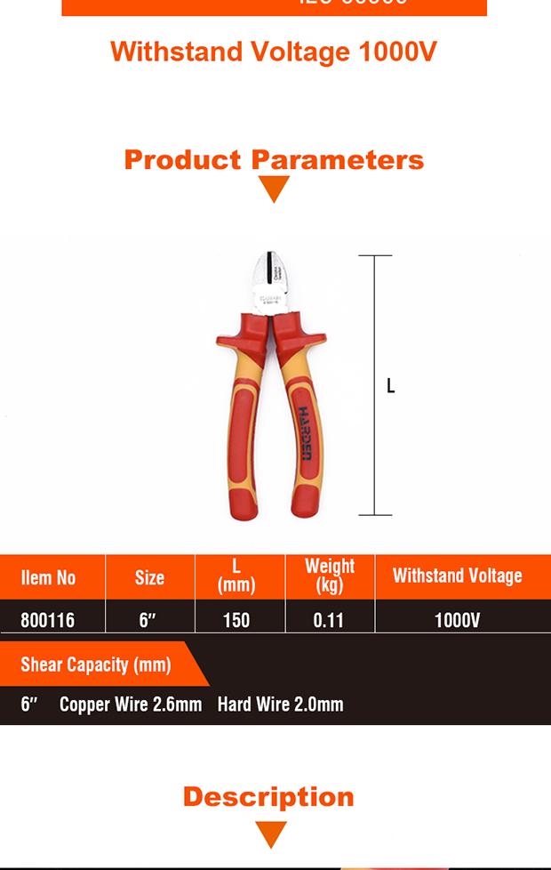 Alicate Bico Longo Isolado Harden – Aço CRV, Certificação VDE/GS e Cabo Ergonômico