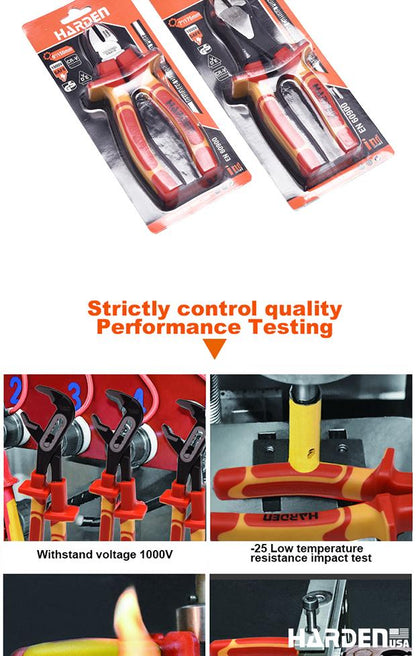Alicate Bico Longo Isolado Harden – Aço CRV, Certificação VDE/GS e Cabo Ergonômico